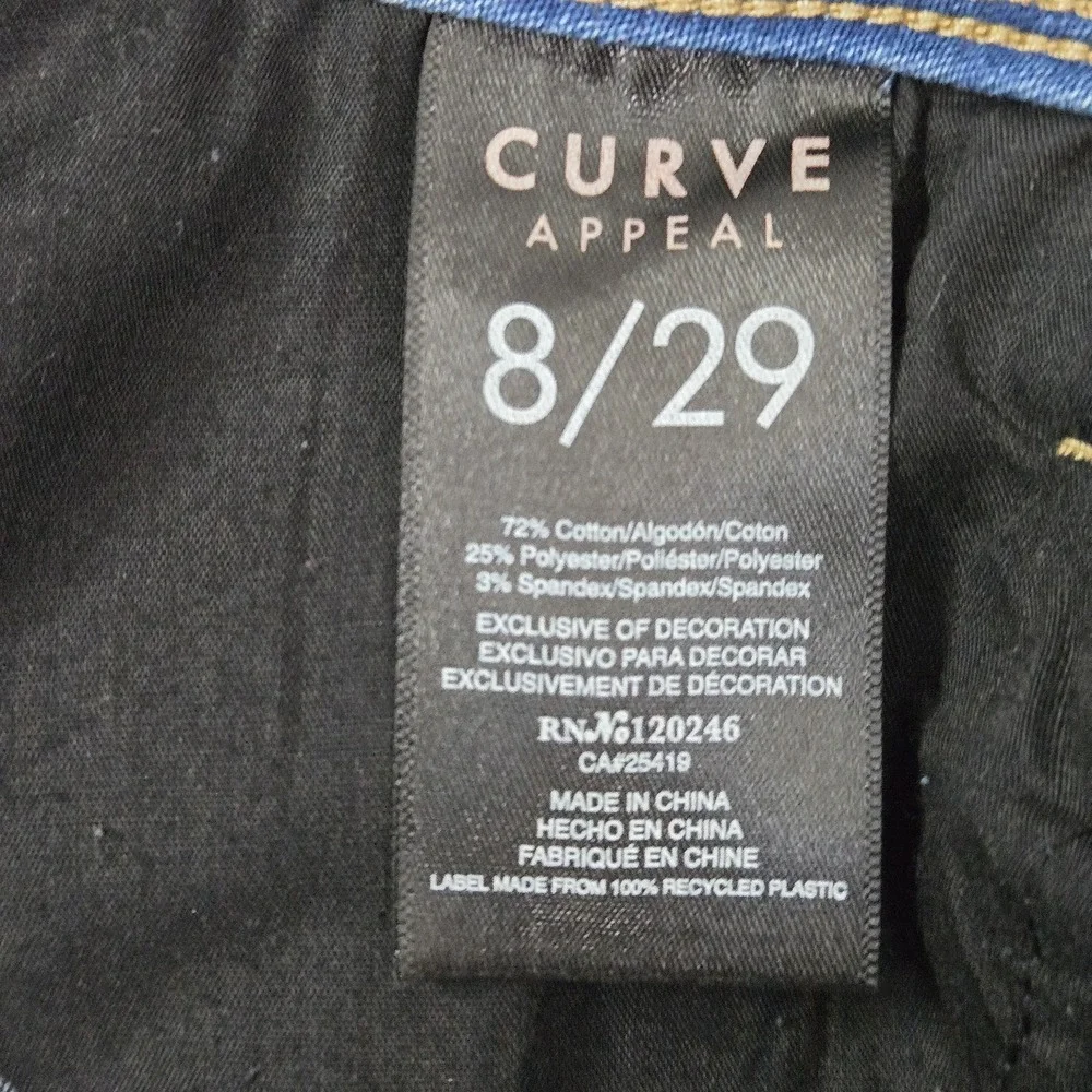 Curve Appeal Women Jeans 8 Blue Denim Capri Mid Rise Medium Wash 20" Inseam - Picture 3 of 11